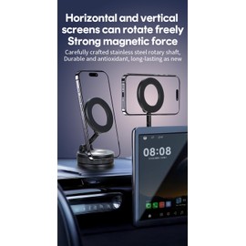 Basecn Magnetic Phone Holder Suit for Car and Home, Ultra-Strong Suction and Magnets Sunshine Friendly 360°x360°x360°x180°Freely-Rotating, Portable for Travel, Compatible with All Phones(1-Pack)