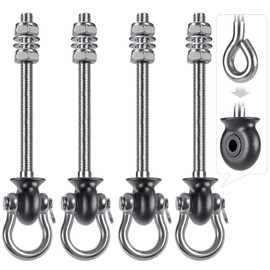 Dolibest Heavy Duty Swing Hangers, Stainless Steel 304 Swing Bolts, 180° Swing, Perfect for Playground, Porch, Yoga, Hammock Chair, Punching Bag - for Wood and Steel Beams, 7.67'' (4Pack)
