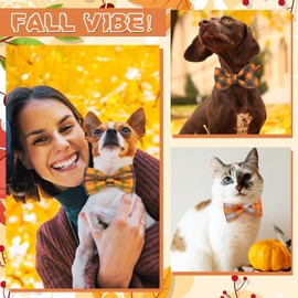 Silkfly 60 Pcs Fall Plaid Dog Collar Bow Ties Bulk Thanksgiving Dog Bowtie Holiday Dog Accessories Puppy Bows Detachable Collar Charms for Small Medium Large Dogs Cat Grooming Supplies Pet Costume