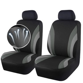 2 Front Seat Covers+2 Individual Headrest Covers,Sport Breathable Car Seat Covers for Car Decorations Interior,Universal Front Seat Covers for Cars Fit Most Car SUV Truck (Black Gray)