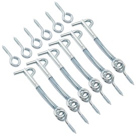 Unlorspy 6Pcs 3 inch Safety Hook and Eye Latch Spring Wire Gate Hook for Secure Fastening