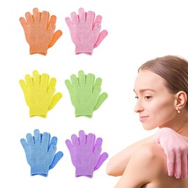 6 Pairs of Exfoliating Gloves Body, Exfoliating Glove Made of Bamboo, Double-Sided Exfoliating Bath Gloves, Shower Glove for Shower, Spa, Massage, Dead Skin Remover, Exfoliating Mitts, Bath