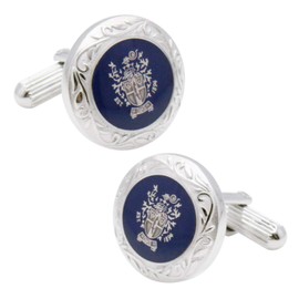 DAKS Ducks Silver Round Navy Coat of Arms Cufflinks se-da028
