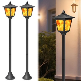 40 Inch Solar Flame Torch Lights Outdoor 2 Pack, Flickering Waterproof IP65 Pathway Lights with Metal Stakes for Garden Yard Patio Walkway