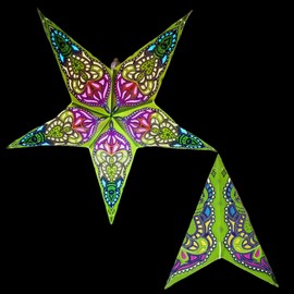 YEPSIO Paper Star Lantern Lampshade Ceiling Light Shades Large 60cm Star Hanging Decorations for Christmas Wedding Home Decoration Party Glitter Lime Green Multi