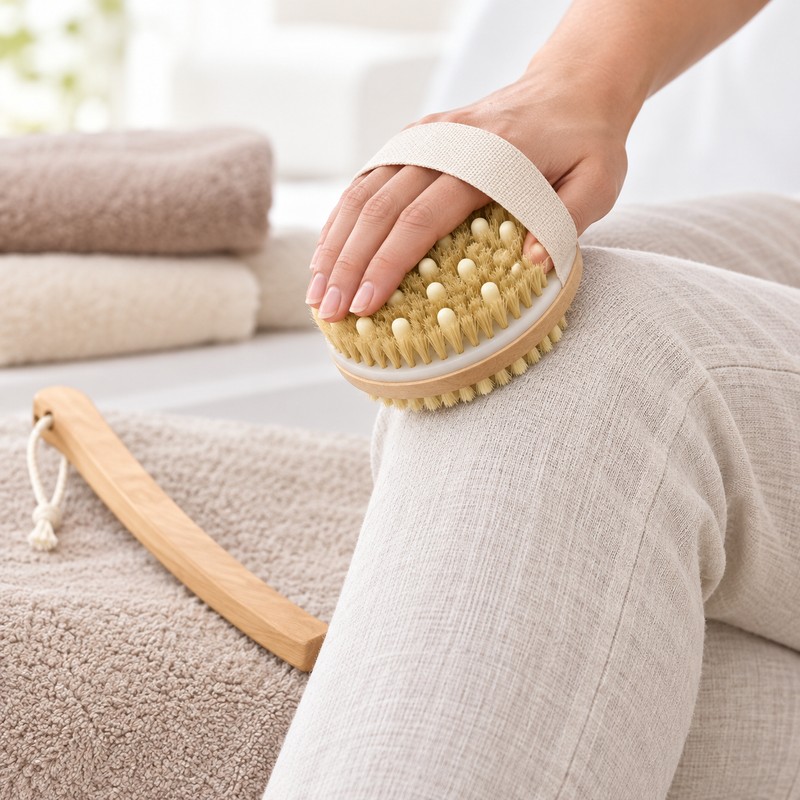 Wooden Natural Bristle Bath Brush with Detachable Long Handle and