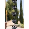 Monarch Rain Chains Aluminum Lotus Black Rain Chains for Gutters