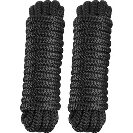 Dock Lines 2 Pack 3/8" x 20' Nylon Boat Dock Lines with 12" Eyelet, Double Braided Boat Rope, Marine-Grade Dock Lines for Boats, Easy to Use Boat Ropes for Docking, Black Boat Lines, PACTHSD
