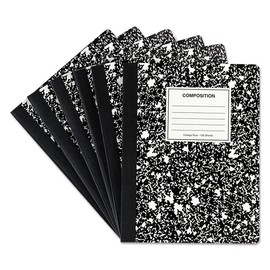 Universal 20946 Composition Book, College Rule, 9 3/4 x 7 1/2, White, 100 Sheets, 6/Pack