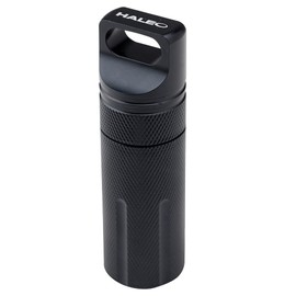 HALEO Portable Small Aluminum Alloy Waterproof Pill Case Supplement Case Black