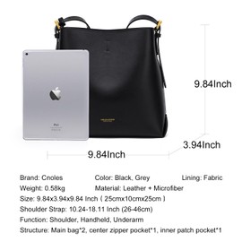 Cnoles Women Genuine Leather Designer Tote Bags Purses And Handbags For Women Fashion Ladies Top Handle Shoulder Satchel Bag Black-1