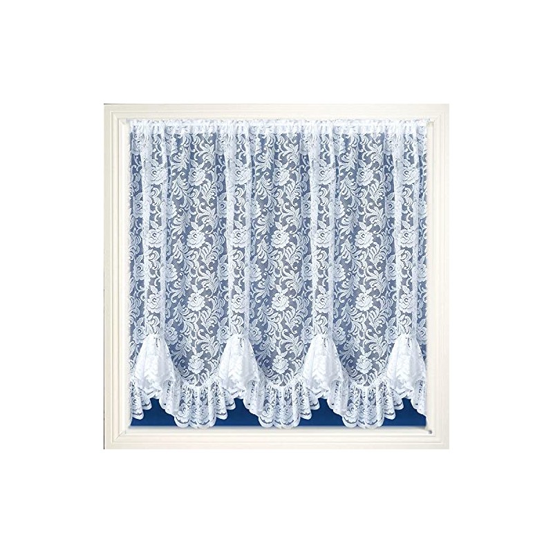 Maple Textiles Austrian Flounce Victorian Flower Lace Thick Net Curtain