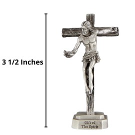 Gift of the Spirit Holy Dove - Crucifijo de peltre pequeño, 3 1/2 pulgadas, color plateado