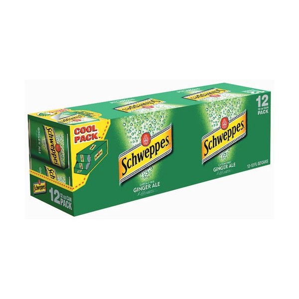 Schweppes Ginger Ale Soda, 12 fl oz cans, 12 pack