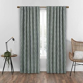 Eclipse Nora Geo Rod Pocket Curtains for Bedroom, Single Panel, 50" x 84", Sage