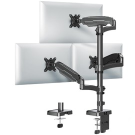 MOUNT PRO Triple Monitor Mount for Max 32" Computer Screen, Adjustable 3 Monitor Desk Mount, up to 17.6lbs Each, Gas Spring Three Display Arm with Tilt Swivel Rotation, VESA Mount 75x75/100x100mm