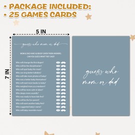 Blue Baby Shower Game, Guess Who Mom Or Dad Baby Shower Game Cards, Gender Reveal Party Game, Baby Shower Party Activities & Decorations -25 Game Cards(A03)