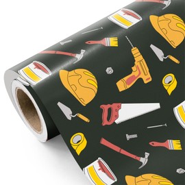 WRAPAHOLIC Construction Wrapping Paper Roll - Mini Roll - 17 Inch x 16.5 Feet - Construction Equipment Wrapping Paper for Men Dad Husband Boys Kids, Laborer, Birthday, Baby Shower