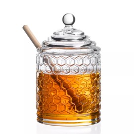 Royalty Art "Vintage Beehive Honey Pot Jar with Lid & Wooden Dipper: Sweeten Your Moments!"