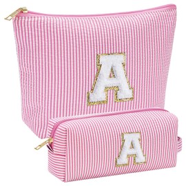 AIXXCUVQ 2pieces Unique Fashion Cosmetic Bag with Pin Letter for Makeup Storage 2 Makeup Bag Combination Suitable for