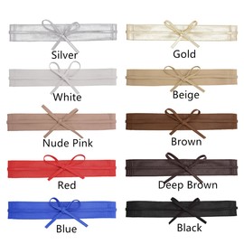 Ayliss Women Soft Leather Obi Belt Self Tie Wrap Cinch Belt,White