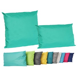 JACK Set of 2 Outdoor Lounge Cushions 45 x 45 cm + 30 x 50 cm Decorative Cushions Including Filling, Waterproof Seat Cushion, Garden Lotus Effect, Colour: Aqua
