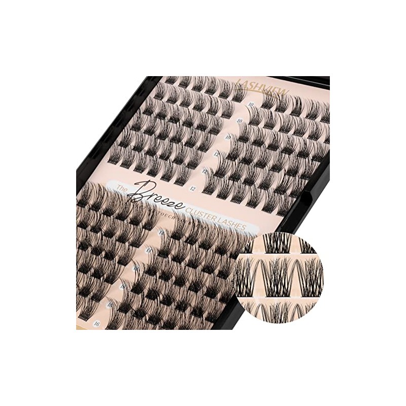 LASHVIEW Cluster Eyelashes, Pack of 144 DIY Extensions, Mega Volume,
