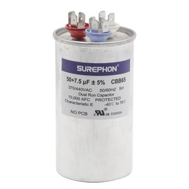SUREPHON 50+7.5 50/7.5 Mfd Capacitor 370V or 440V Dual Run Start Capacitor CBB65r CBB65b for AC Motor or Fan Start Condenser Straight