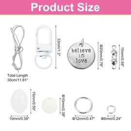 uxcell Wristlet Keychain, Acrylic Beaded Key Ring Car Keychain Cute Bangle Chains Accessories for Women, White