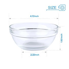Maredash Mini Bowls 4 Inch Glass Bowls for Kitchen Prep, Dessert, Dips, and Candy Dishes ,4oz Stackable Dishware safe ,Set of 16 (combination)