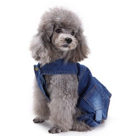 GabeFish Dog Vintage Snap-Button Denim Overall Pets Cats 4 Legs Jumpsuit Causal Jean Clothes for Small Medium Dogs Blue X-Large