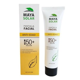 Maya Solar - Protector Solar Facial Anti-Edad FPS 50+ (50 ml) con Ácido Hialurónico