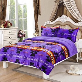 Nu Trendz Signature Southwest Design (Navajo Print) Queen Size 3pcs Set Purple