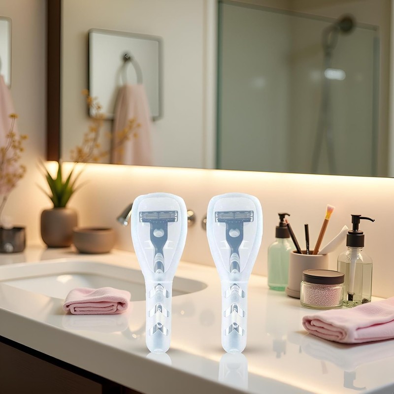2Pcs Clear Travel Razor Case, Hard Plastic Shaver Cover with
