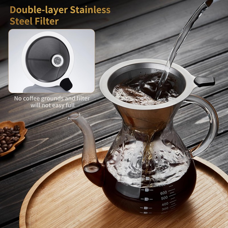 Unbreakable - Pour Over Coffee Maker with Double Stainless Filter