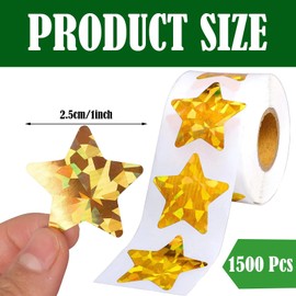 1500 Pcs Gold Star Stickers Motivational Gold Stars Stickers Golden and Glitter Star Stickers for Kid Behavior Chart Student Planner School Classroom Use(2.5cm)