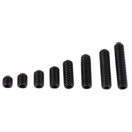 Fdit 200pcs M3 Black Carbon Steel Socket Cup Point Grub Set Screw Assortment