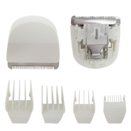 Upgraded 2-PK #2068-300 Snap On Clipper/Trimmer White Blade for Wahl 8685, 8655, 8663, 8685-1701 and 4 Pack Attachment Comb Cutting Guides for Wahl Peanut Hair Clipper(1/8",1/4", 3/8", 1/2")