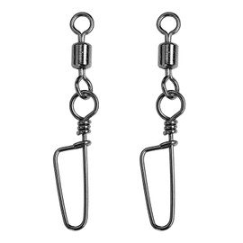 QISHUO Barrel Stainless Snap Swivels Strength Saltwater Lure Connector Fishing Steel Clips Fishing Swivel Rolling Black Nickel, 50pcs, 27lbs