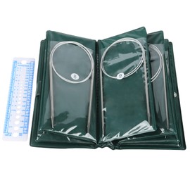 Aeelike Circular Knitting Needles 80cm Long, Circular Needles Set with Case and Needle Gauge, Metal Circular Pins for Beginners, Long Fixed Cable Round Needles for Knitting Jumper Blanket Magic Loop