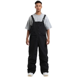 GSOU SNOW Mens Ski Bibs Women Snowboard Pants Bib Snow Insulated Overalls Waterproof Windproof Winter Warm Sport Black XL