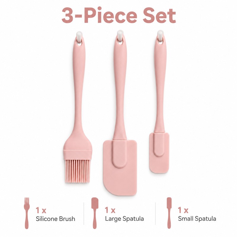 3-Piece Silicone Spatula Set for Baking and Basting - 2