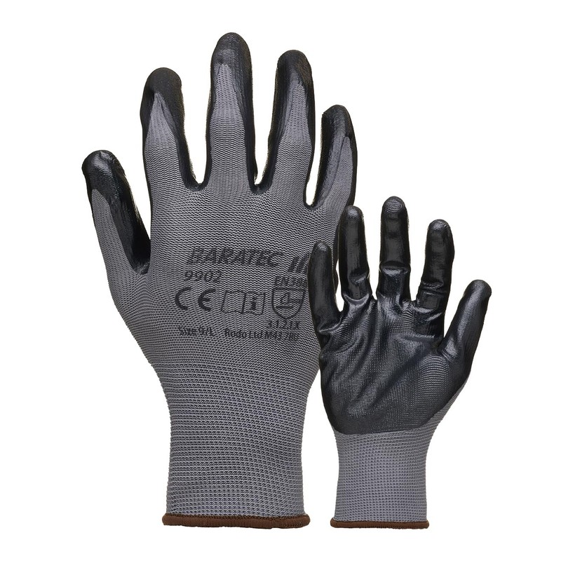 Baratec 12 x Super Grip Flat Nitrile Safety Work Gloves,