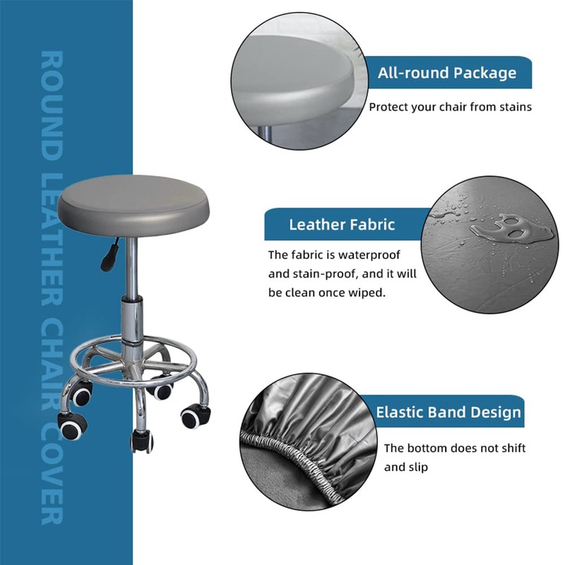 Shukii Stool Covers - 4 Pack Waterproof PU Slipcover with