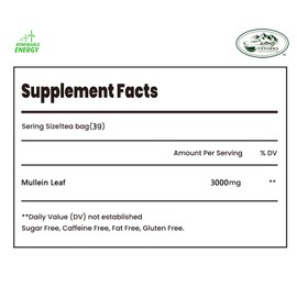 Veyorra Mullein Leaf Tea Bags - 100% Natural Herbal Tea,3g/Bag Non-GMO & Caffeine-Free, For Detox & Respiratory Support (30Bags)