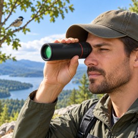 Portable Monocular Telescope for Outdoor Viewing – BAK4 Prism with Phone Holder for Camping and Birdwatching