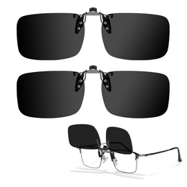 SIPHEW 2PCS Clip On Sunglasses Polarised Flip up Sunglasses For Men Women Anti-Glare UV400 Protection Sun Glasses for Driving Travel Outdoor