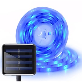 keeda Solar LED Strip Lights Outdoor, 9.85ft 90LED Waterproof Flexible Tape Lights 8 Lighting Modes Flexible Cuttable LED Tape for Balcony, Garden, Stairs (Blue)