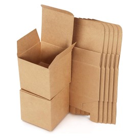 Pack of 15 Kraft Paper Gift Boxes, 10 x 10 x 10 cm, Brown Cardboard Boxes with Lid, Square Gift Box for Gifts, Party, Birthday, Wedding