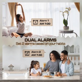 Königswerk Digital Alarm Clock,LED Electronic Clocks Large Display, Adjustable Brightness, Voice Control, Dual Power Supply, Snooze Model for Bedroom, Desk, Office, Blackcase White Digit